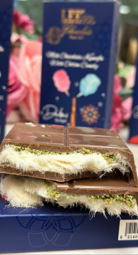 Dubai Schokolade mit Zuckerwatte